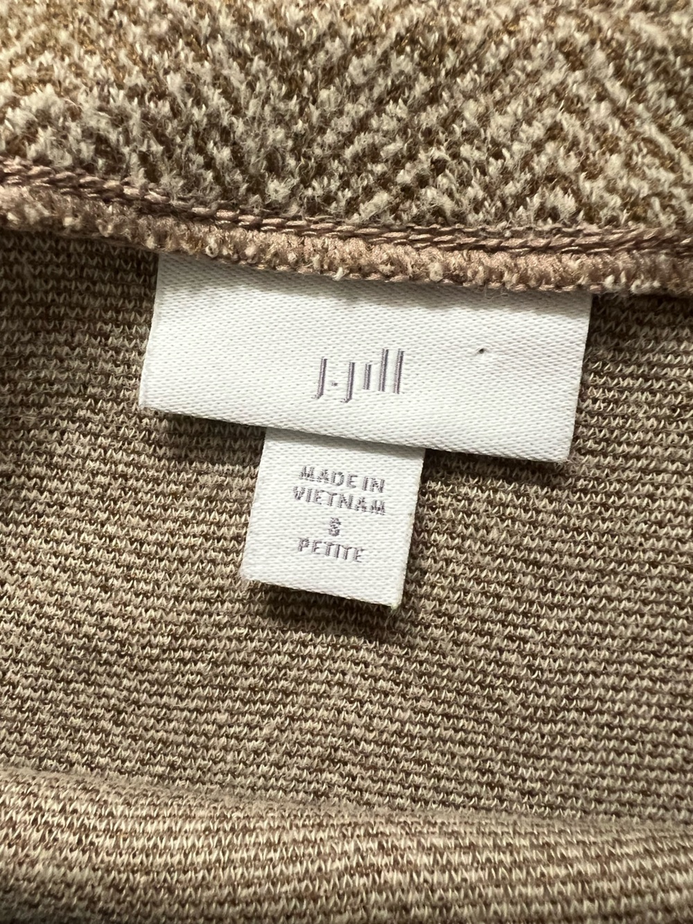 J. Jill Heathered Taupe Cream Herringbone Work Dress Small Petite - Picture 2 of 7